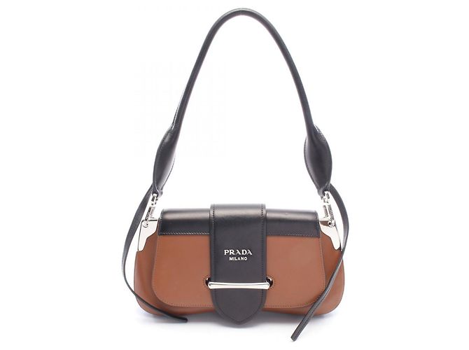 Borsa a Spalla Prada City Calf Marrone Nero