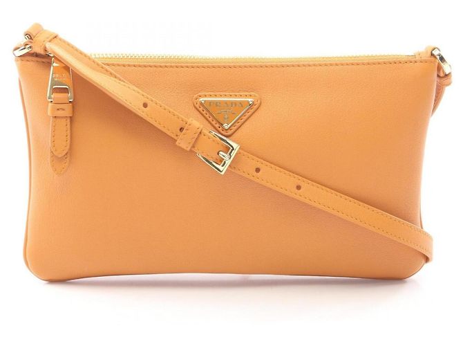 Bolsa de Ombro Prada Soft Grain Orange Laranja