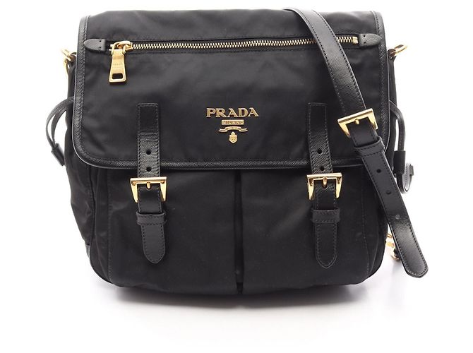 Prada Tessuto Saffiano Schultertasche Schwarz