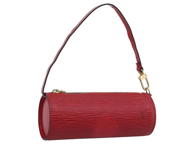 LOUIS VUITTON Epi Soufflot Pouch Accessory Pouch Red LV Auth ep15641