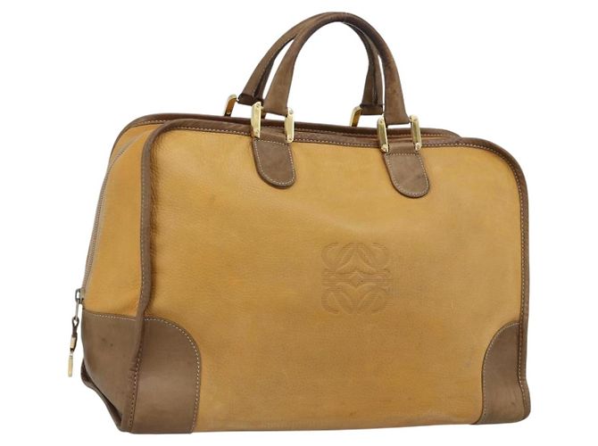 Sac Boston LOEWE en cuir beige or Auth bs36547