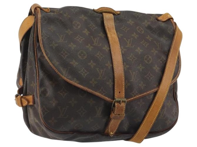 LOUIS VUITTON Bolsa de Ombro Monogram Saumur 35 M42254 LV Auth ep15155