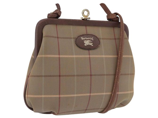 Burberrys Nova Check Schultertasche Canvas Beige Gold Auth bs36455 Golden