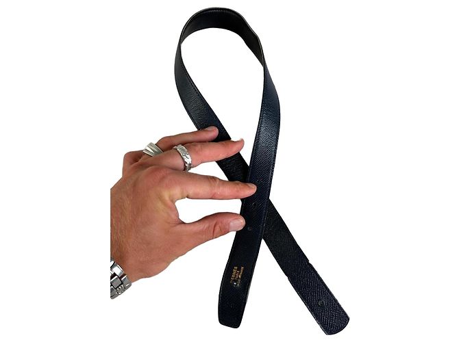 Hermès Vintage Hermes Leather Belt Strap Navy Navy blue