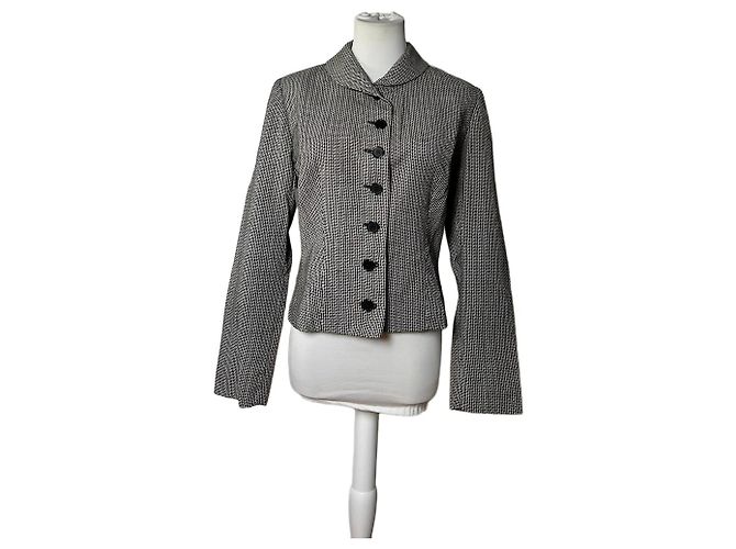 Salvatore Ferragamo Vintage Ferragamo Houndstooth Wool Jacket Black White M