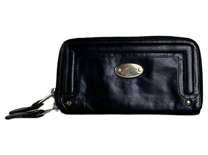 Clare Chloé Vintage Chloe Leather Zip Wallet Black Gold