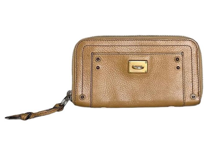Chloé Vintage Chloe Leather Long Wallet Light Tan Gold Camel