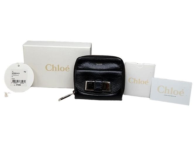 Chloé Vintage Chloe Leather Wallet Black Silver