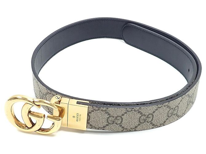 Gucci GG Emblem Reversible Belt for Men Black Beige