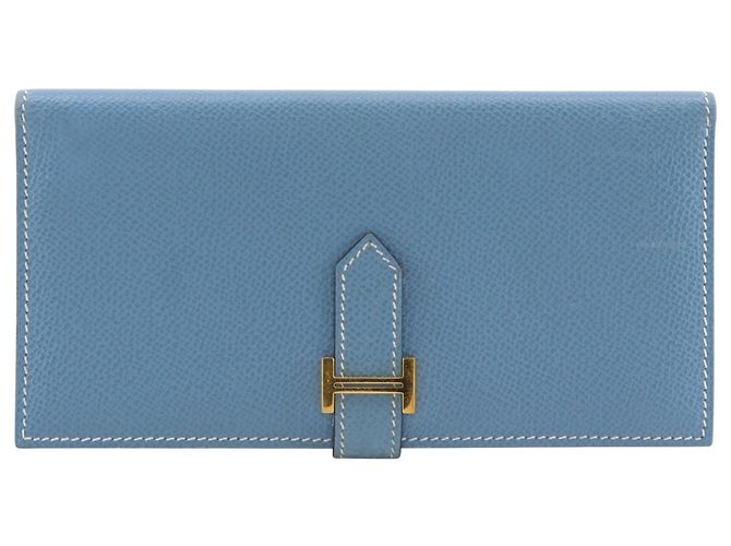 Hermès Hermes Bearn Classic Long Wallet Light blue