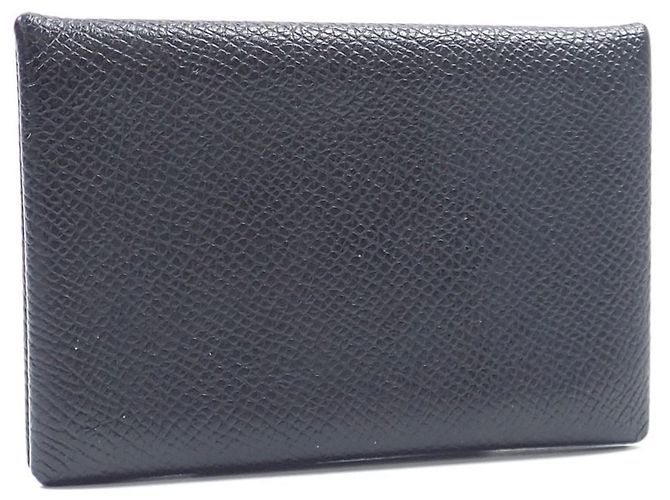 Hermès Hermes Calvi Bi-fold Card Case in Black Leather