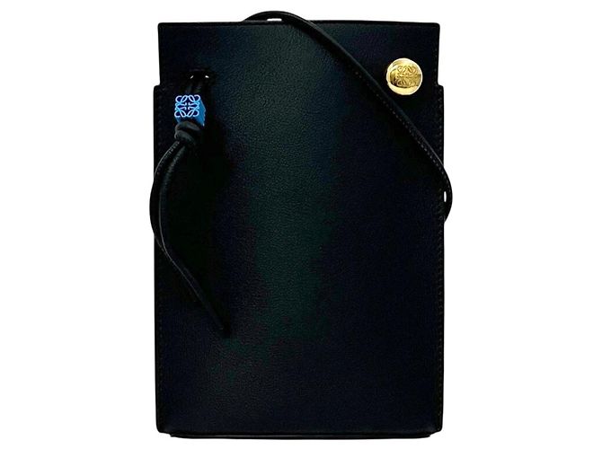 Bolsa de ombro em couro preto Loewe