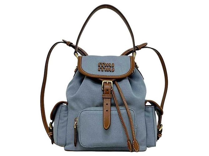 Miu Miu Women's Medium Backpack Brown Light blue