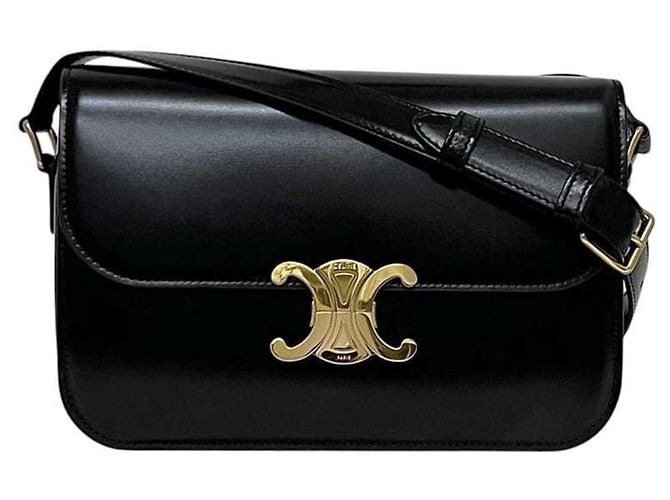 Triomphe Céline Sac à bandoulière Celine Classic en cuir de veau Noir