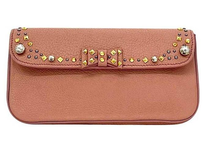 Miu Miu Pink Leather Clutch Bag