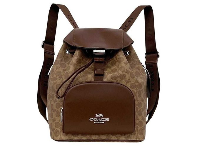 Coach Signature Backpack CZ984 Brown Beige