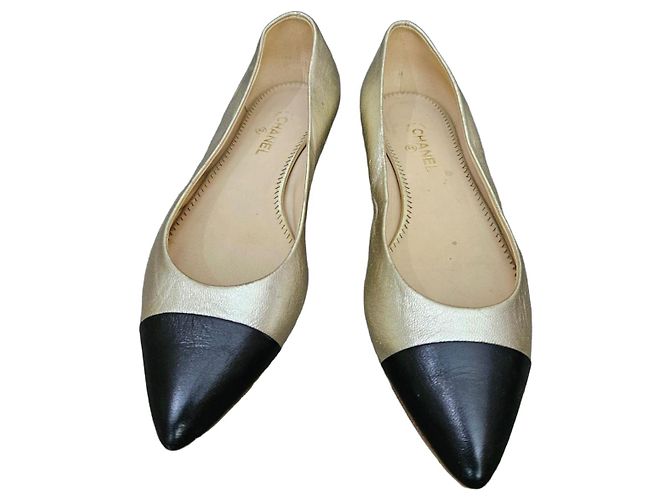 Chanel Two-Tone Cap Toe Ballet Flats