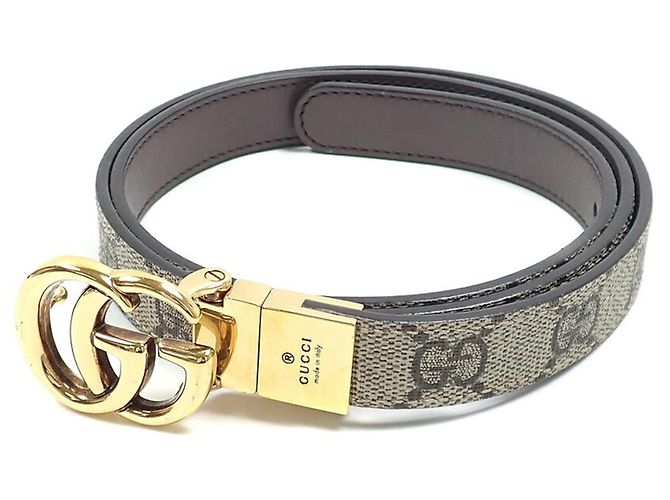 Cinturón reversible Gucci GG Emblem Castaño Beige
