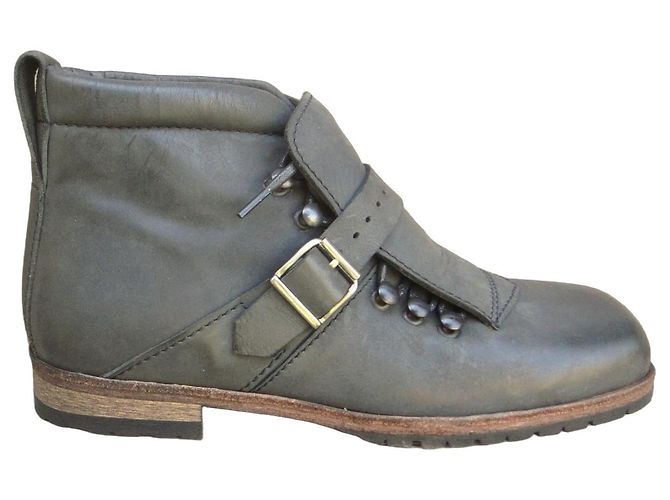 Autre Marque D.CO Copenhagen Leder Stiefeletten mit Schnürung Anthrazitgrau