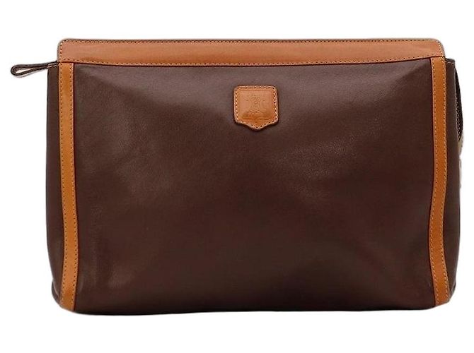 Bally Bolsa Clutch de Couro Marrom