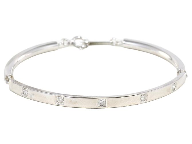 Autre Marque Pulsera rígida de oro blanco de 18K con diamantes Dorado