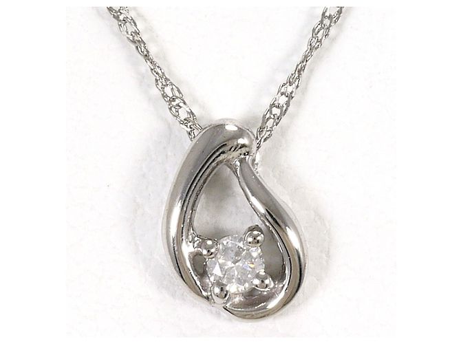 Autre Marque Collar de oro blanco de 18K con diamante Dorado