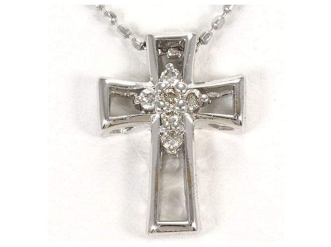 Autre Marque Collar de oro blanco de 18K con diamante Dorado