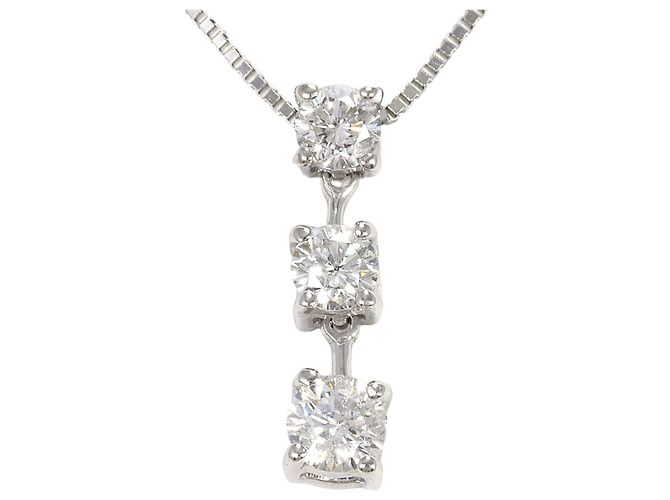 Autre Marque Colar de ouro branco 14K com diamante Dourado