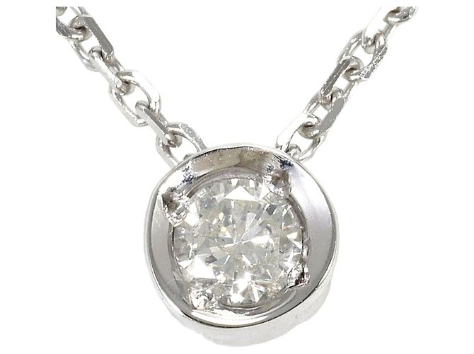 Autre Marque Colar de ouro branco 18K com diamante Dourado