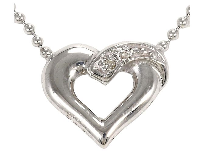 Autre Marque Collar de oro blanco de 14K con diamante Dorado