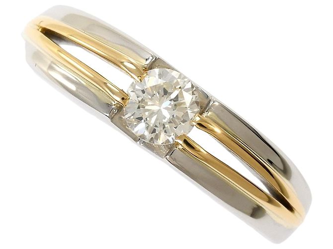 Autre Marque 18K Gelbgold und Platin Diamantring Golden