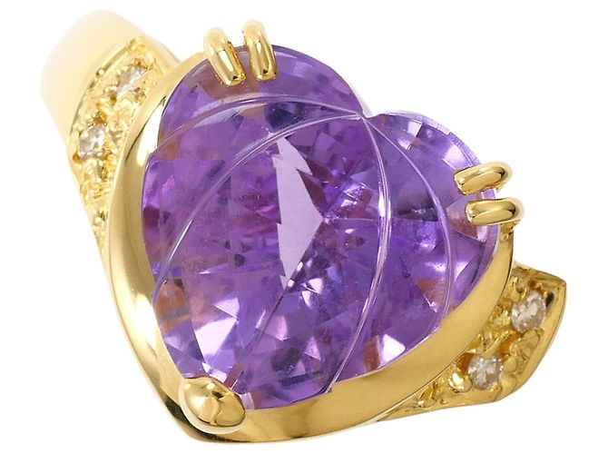 Autre Marque 18K Gelbgold-Ring mit Amethyst und Diamant Golden