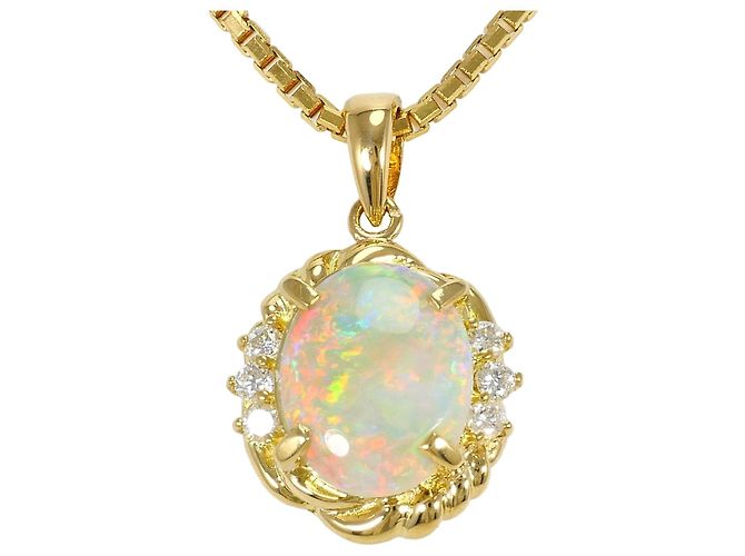 Autre Marque Collana in oro giallo 18K con opale e diamanti D'oro