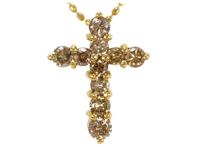 Autre Marque Collar de oro amarillo de 18K con diamante marrón Castaño Dorado