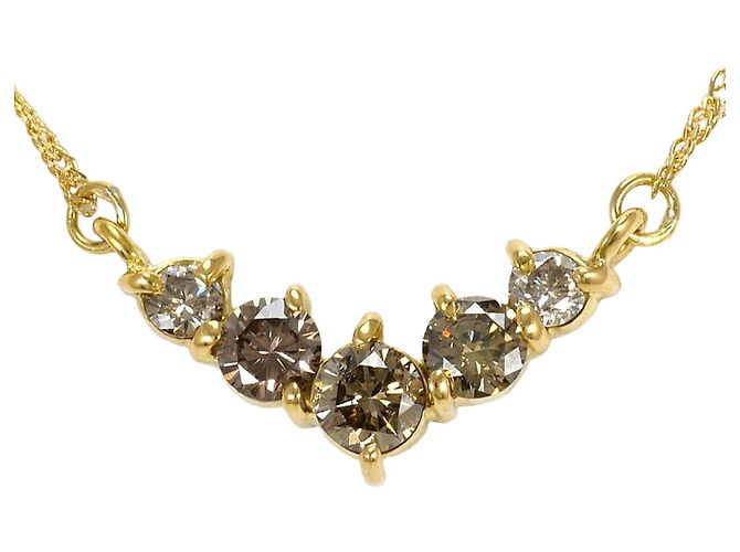 Autre Marque Collar de oro amarillo de 18K con diamante marrón Castaño Dorado