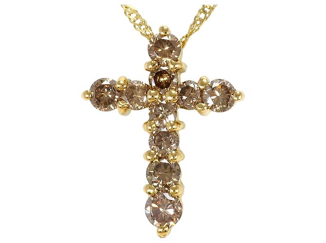 Autre Marque Collar de oro amarillo de 18K con diamante marrón Castaño Dorado