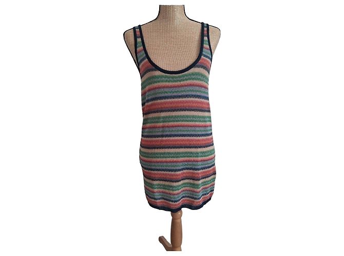 Zapa Multifarbiges Gestreiftes Strickkleid Rot Blau Mehrfarben Beige Grün