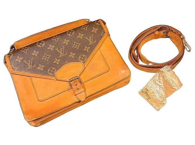 Bolsa Transversal Louis Vuitton Sac Biface Monogram Marrom Bege