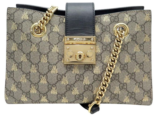 BOLSA GUCCI PADLOCK SMALL CHAIN TOILE GG SUPREME ABEILLE 498156
