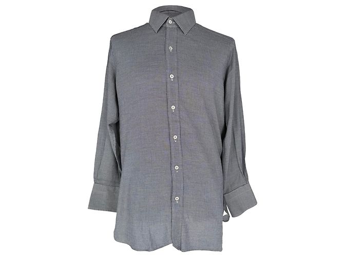 Camisa Tom Ford de Tweed con Botones en Algodón Gris