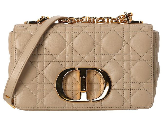 Pequena bolsa Dior Caro em couro bege Impressão em python
