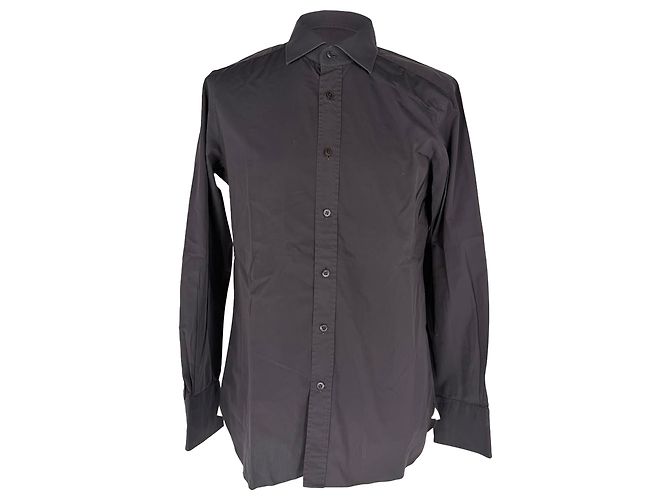 Tom Ford Button-Down Shirt in Dark Grey Cotton