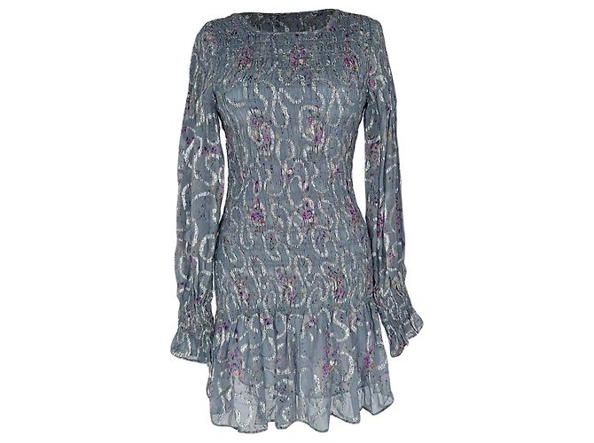 Mini abito smock Scarlett di LoveShackFancy in seta multicolore