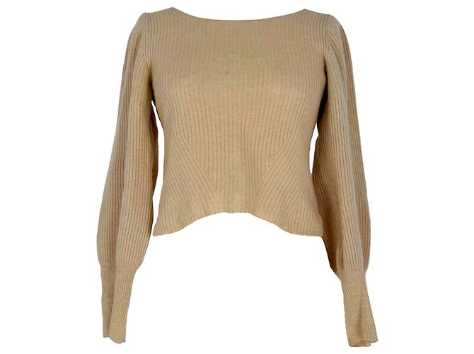 Rückenfreier Strickpullover Reformation aus beigem Kaschmir