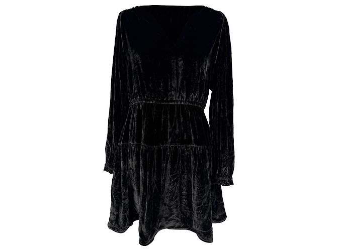 Mini abito a balze Audrey di Ulla Johnson in velluto nero