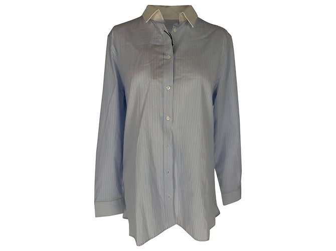 Camisa Burberry de rayas con botones en algodón azul