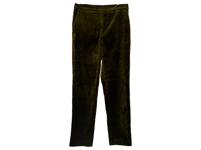 Max Mara Hose mit geradem Bein aus olivfarbenem Samt Grün Olivgrün