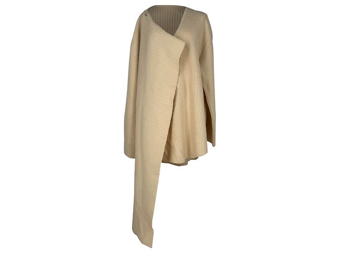 Totême Drape Knit Pullover aus cremefarbener Wolle Weiß Roh
