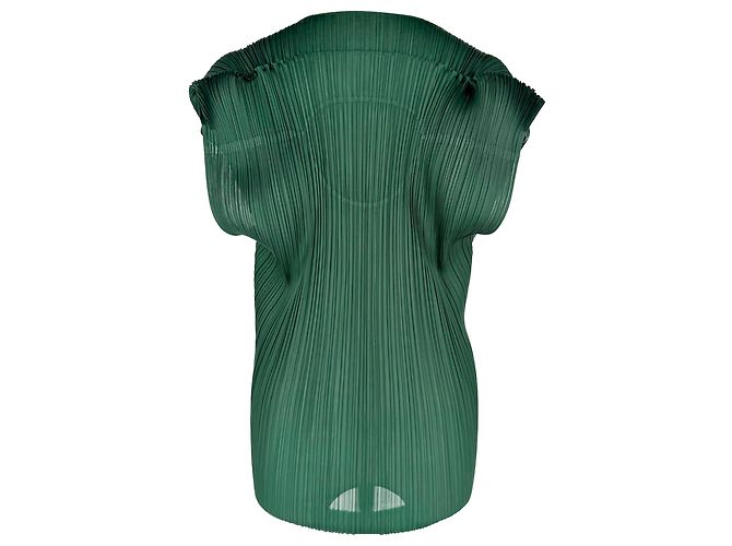 Kurzärmelige Bluse Pleats Please aus Polyester in Grün
