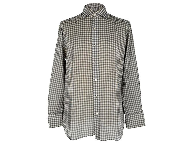 Camicia Tom Ford Gingham in cotone nero 